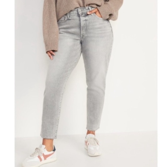 Old Navy Curvy High-Waisted Button-Fly O.G.‎ Straight Cut-Off Jeans Size 2 gray - Picture 4 of 14